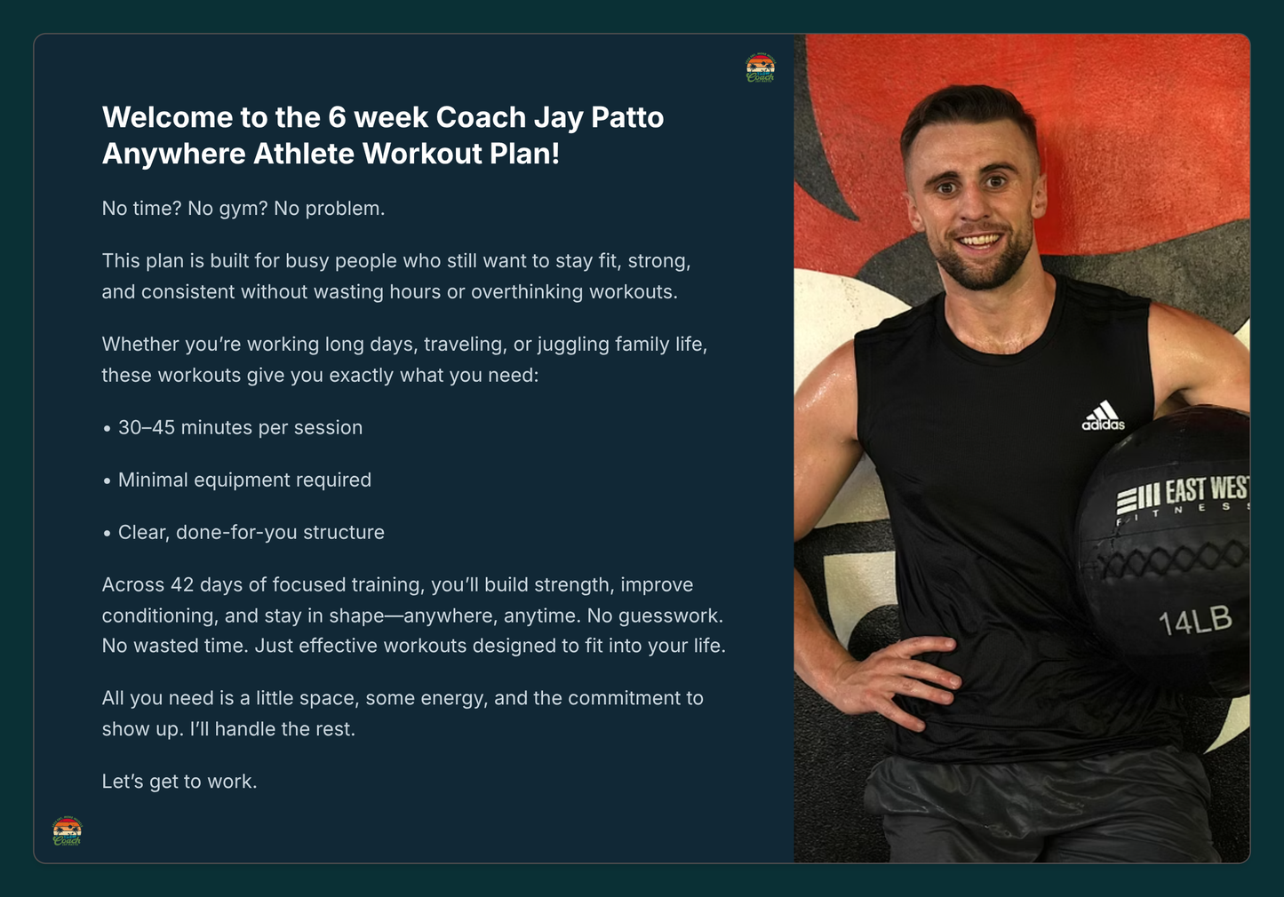 Coach Jay Patto 6 Week Anywhere Athlete Plan